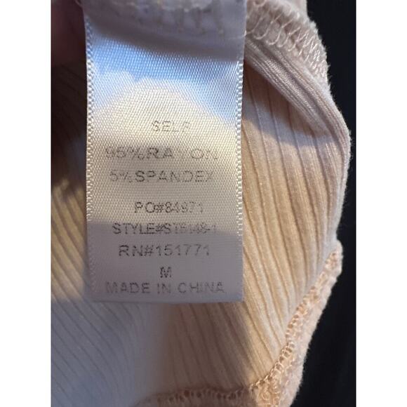 Le Lis Collection Off-Shoulder Ribbed Knit Bodysuit M Beige - Picture 3 of 5